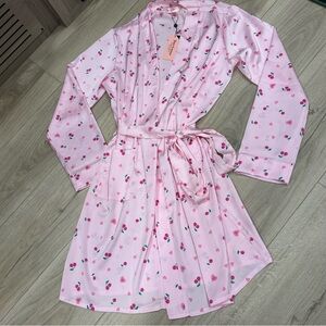 Juicy Couture Pink Silk Cherry Robe